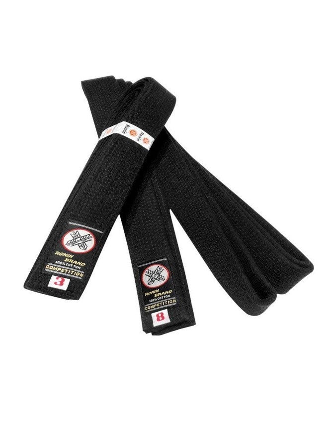 Ronin Brand حزام رونين ديلوكس قطني أسود للكاراتيه، والجودو، والتايكوندو، والأيكيدو، وفنون الدفاع عن النفس جوجيتسو (6) - Image 1